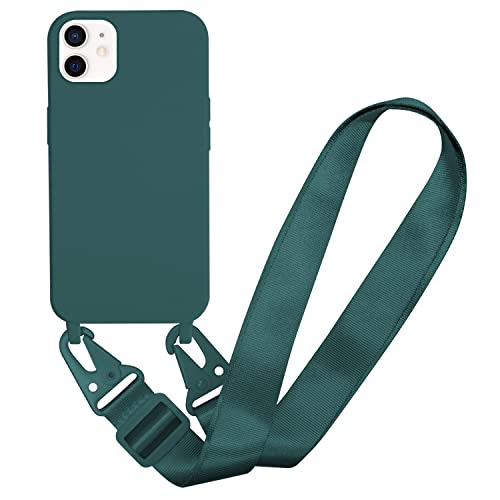 MBSLFY Silikon Handykette für iPhone 11 Pro Max Hülle mit Band,Verstellbarer Halskette Handyhülle,Necklace Hülle mit Band, Handyhülle für zum Umhängen,Case mit Schnur,Dunkel grün von MBSLFY