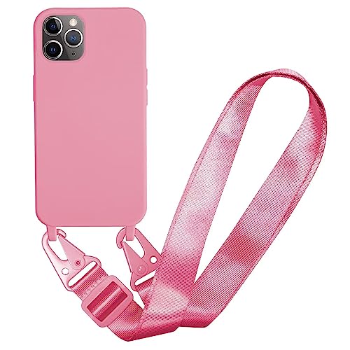 MBSLFY Silikon Handykette für iPhone 11 Pro Max Hülle mit Band,Verstellbarer Halskette Handyhülle,Necklace Hülle mit Band, Handyhülle für zum Umhängen,Case mit Schnur,Rosa von MBSLFY