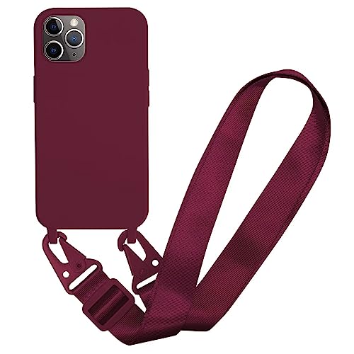 MBSLFY Silikon Handykette für iPhone 11 Pro Max Hülle mit Band,Verstellbarer Halskette Handyhülle,Necklace Hülle mit Band, Handyhülle für zum Umhängen,Case mit Schnur,Rot von MBSLFY