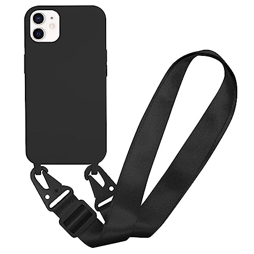 MBSLFY Silikon Handykette für iPhone 12/12 Pro Hülle mit Band,Verstellbarer Halskette Handyhülle,Necklace Hülle mit Band, Handyhülle für zum Umhängen,Case mit Schnur,Schwarz von MBSLFY
