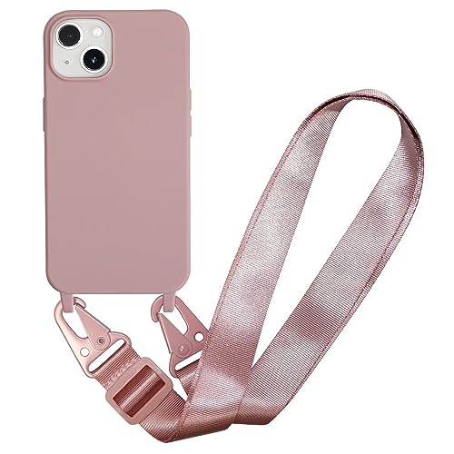 MBSLFY Silikon Handykette für iPhone 13 Hülle mit Band,Verstellbarer Halskette Handyhülle,Necklace Hülle mit Band, Handyhülle für zum Umhängen,Case mit Schnur,Hell Pink von MBSLFY