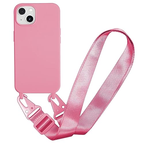 MBSLFY Silikon Handykette für iPhone 13 Hülle mit Band,Verstellbarer Halskette Handyhülle,Necklace Hülle mit Band, Handyhülle für zum Umhängen,Case mit Schnur,Rosa von MBSLFY