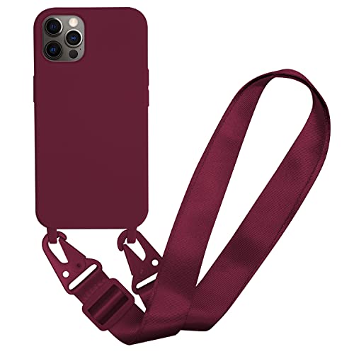 MBSLFY Silikon Handykette für iPhone 13 Pro Hülle mit Band,Verstellbarer Halskette Handyhülle,Necklace Hülle mit Band, Handyhülle für zum Umhängen,Case mit Schnur,Rot von MBSLFY