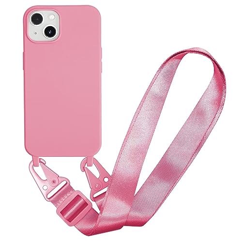 MBSLFY Silikon Handykette für iPhone 14 Hülle mit Band,Verstellbarer Halskette Handyhülle,Necklace Hülle mit Band, Handyhülle für zum Umhängen,Case mit Schnur,Rosa von MBSLFY