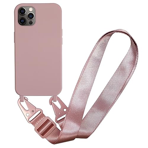 MBSLFY Silikon Handykette für iPhone 14 Pro Hülle mit Band,Verstellbarer Halskette Handyhülle,Necklace Hülle mit Band, Handyhülle für zum Umhängen,Case mit Schnur,Hell Pink von MBSLFY
