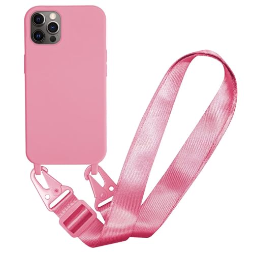 MBSLFY Silikon Handykette für iPhone 14 Pro Hülle mit Band,Verstellbarer Halskette Handyhülle,Necklace Hülle mit Band, Handyhülle für zum Umhängen,Case mit Schnur,Rosa von MBSLFY