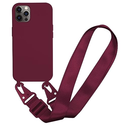 MBSLFY Silikon Handykette für iPhone 14 Pro Hülle mit Band,Verstellbarer Halskette Handyhülle,Necklace Hülle mit Band, Handyhülle für zum Umhängen,Case mit Schnur,Rot von MBSLFY