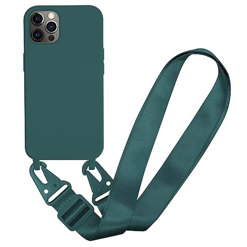 MBSLFY Silikon Handykette für iPhone 14 Pro Max Hülle mit Band,Verstellbarer Halskette Handyhülle,Necklace Hülle mit Band, Handyhülle für zum Umhängen,Case mit Schnur,Dunkel grün von MBSLFY