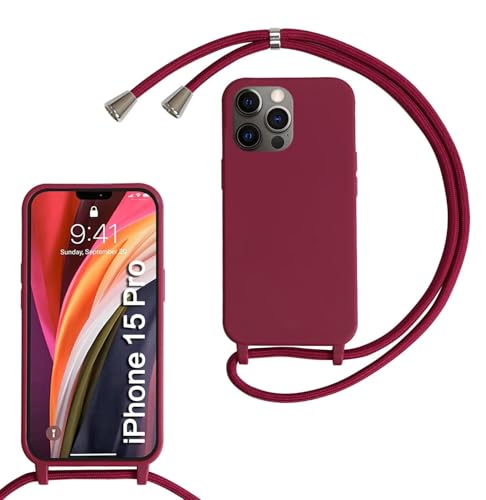 MBSLFY Silikon Handykette für iPhone 15 Pro Hülle mit Band,Silikon Necklace Handyhülle mit Abnehmbar Kordel zum Umhängen Stossfest Bumper Handy Schutzhülle für iPhone 15 Pro, Rot MBSLFY Silikon Handykette für iPhone 15 Pro Hülle mit Band,Silikon Necklace Handyhülle mit Abnehmbar Kordel zum Umhängen Stossfest Bumper Handy Schutzhülle für iPhone 15 Pro, Rot von MBSLFY