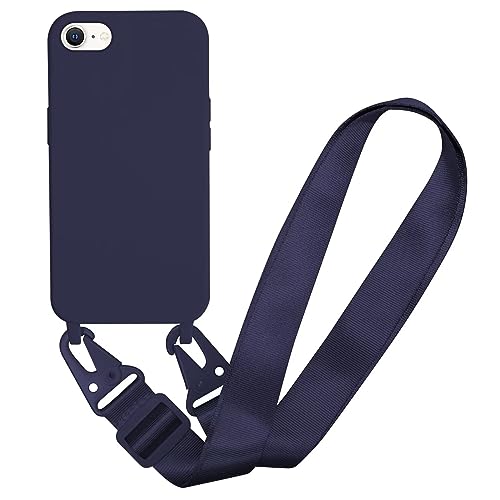MBSLFY Silikon Handykette für iPhone 6/6S/7/8/SE 2020/SE2 Hülle mit Band,Verstellbarer Halskette Handyhülle,Necklace Hülle mit Band, Handyhülle für zum Umhängen,Case mit Schnur,Navy blau von MBSLFY