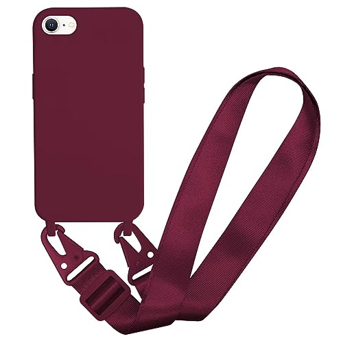 MBSLFY Silikon Handykette für iPhone 6/6S/7/8/SE 2020/SE2 Hülle mit Band,Verstellbarer Halskette Handyhülle,Necklace Hülle mit Band, Handyhülle für zum Umhängen,Case mit Schnur,Rot von MBSLFY