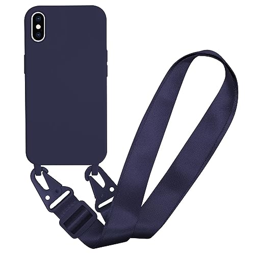 MBSLFY Silikon Handykette für iPhone X/iPhone XS Hülle mit Band,Verstellbarer Halskette Handyhülle,Necklace Hülle mit Band, Handyhülle für zum Umhängen,Case mit Schnur,Navy blau von MBSLFY
