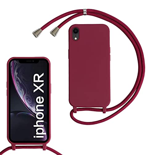 MBSLFY Silikon Handykette für iPhone XR Necklace Hülle mit Band, Verstellbarer Halskette Handyhülle, Handyhülle für zum Umhängen, Case mit Schnur, Rot von MBSLFY