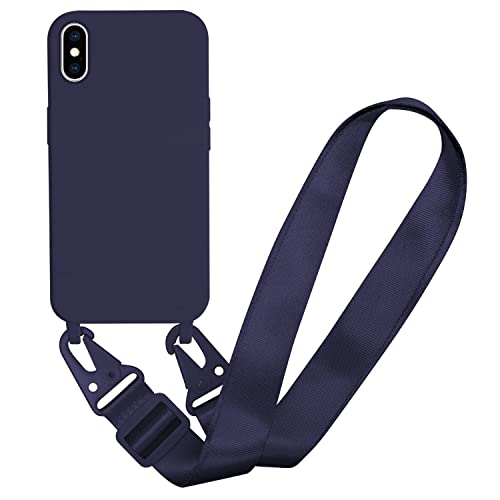 MBSLFY Silikon Handykette für iPhone XS Max Hülle mit Band,Verstellbarer Halskette Handyhülle,Necklace Hülle mit Band, Handyhülle für zum Umhängen,Case mit Schnur,Navy blau von MBSLFY