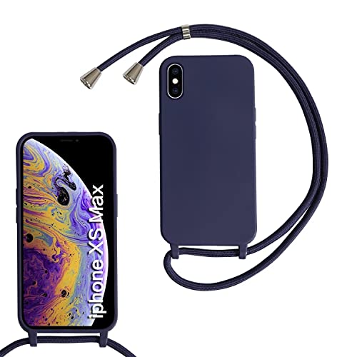 MBSLFY Silikon Handykette für iPhone XS Max Necklace Hülle mit Band, Verstellbarer Halskette Handyhülle, Handyhülle für zum Umhängen, Case mit Schnur, Navy blau von MBSLFY