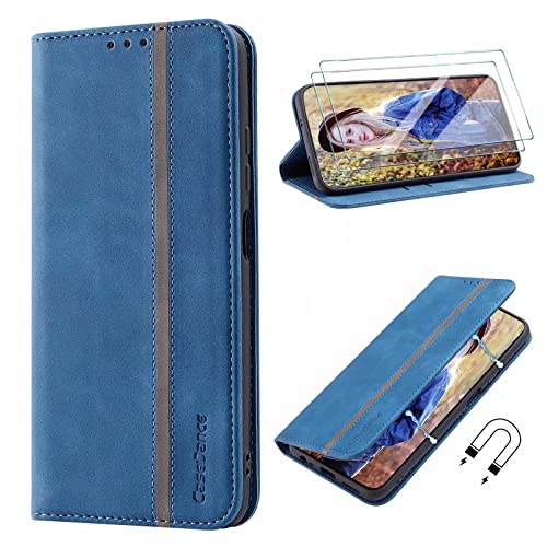 MBSLFY iPhone 6/6s/7/8/SE 2020 Handyhülle für iPhone 6/6s/7/8/SE 2020 Hülle Leder Schutzhülle Case Klapphülle mit [2 Stück] Panzerglasfolie Schutzfolie für iPhone 6/6s/7/8/SE 2020 -Blau von MBSLFY