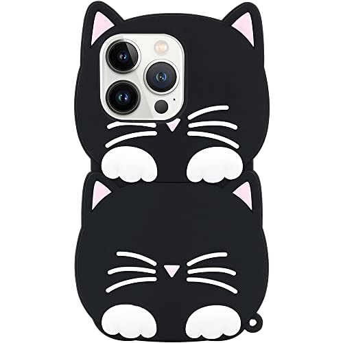 MC Fashion Süße 3D-Katzenohren, Pfoten, Schnurrhaare, weiche Silikon-Schutzhülle für Teenager, Mädchen, Frauen, kompatibel mit iPhone 13 Pro Max 6,7 Zoll 2021, Schwarz von MC Fashion Group, Inc