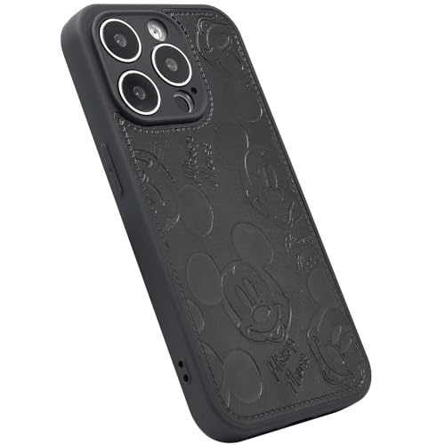 MC Fashion Schutzhülle für iPhone 15 Pro Max, süßes Cartoon-Micky-Maus-Design, einfarbig, PU-Leder, weiche TPU-Schutzhülle für iPhone 15 Pro Max 6,7 Zoll (17 cm) 2023, Schwarz von MC Fashion Group, Inc