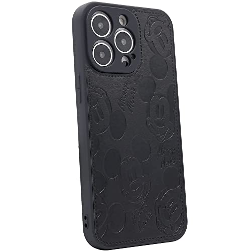 Schutzhülle für iPhone 13 Pro, süßes Cartoon-Mickey-Maus-Design, einfarbig, PU-Leder, weiche TPU-Hülle für iPhone 13 Pro 6,1 Zoll (15,5 cm) 2021 (schwarz) von MC Fashion Group, Inc
