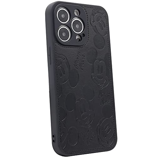 Schutzhülle für iPhone 13 Pro Max, süßes Cartoon-Mickey-Maus, einfarbig, PU-Leder, weiche TPU-Hülle für iPhone 13 Pro Max 6,7 Zoll 2021 (schwarz) von MC Fashion Group, Inc