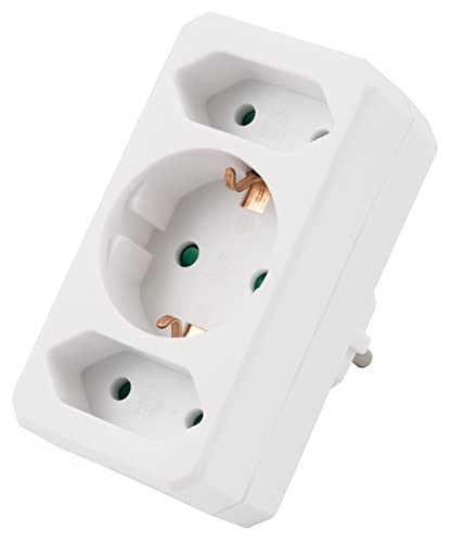 MC POWER - Steckdosenadapter Zwischenstecker | 1x Schutzkontakt, 2X Euro | Steckdosenverteiler Mehrfachsteckdose weiß von McPower
