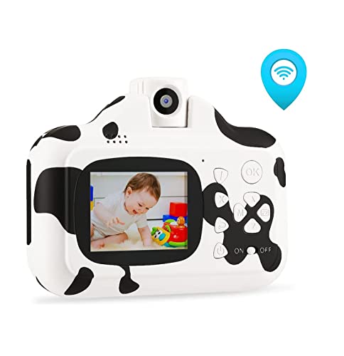 Sofortdruck-Kamera für Kinder, WiFi, Keine Tinte, 32 GB, 1080p, Video, digital, 12 MP, Selfie-Kamera für Mädchen, Digitalkamera mit Dual-Kameraobjektiv für Kinder(schwarz) von MCCKLE