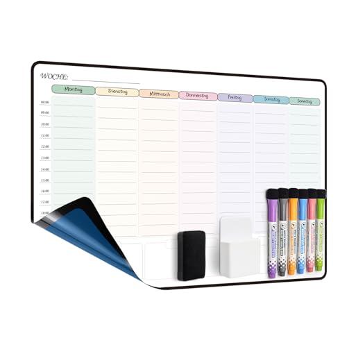 MCCORL 42×28cm Whiteboard Wochenplaner Abwischbar Selbstklebend für die Wand, Glas und Holz(jede glatte Oberfläche) Planungstafel,Memoboard auf Deutsch von MCCORL