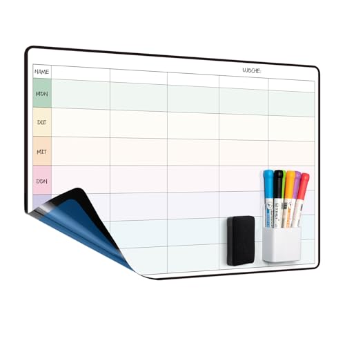 MCCORL Wochenplaner abwischbar, Familienplaner Selbstklebend für die Wand, Glas und Holz(jede glatte Oberfläche) perfect as Haushaltsplaner,Putzplaner,Essenplaner oder To Do Liste 42×28cm von MCCORL