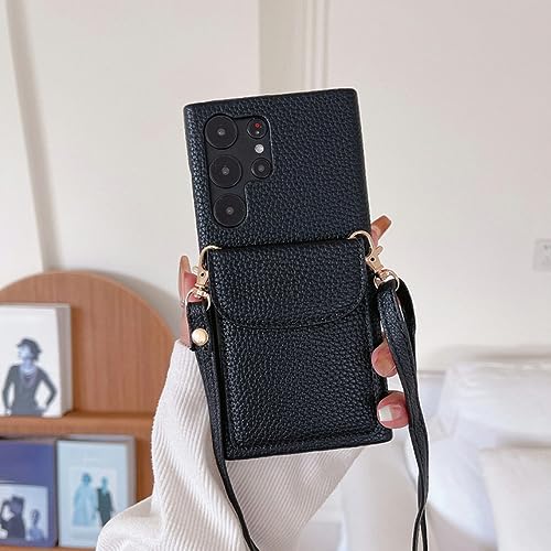 Crossbody Litchi Skin Pattern Card Holder Wallet Case For Samsung Galaxy S23 Ultra S22 Plus S23 S22 A54 A53 5G A33 A13 Cover,Black,For Samsung S23 Crossbody Litchi Skin Pattern Card Holder Wallet Case For Samsung Galaxy S23 Ultra S22 Plus S23 S22 A54 A53 5G A33 A13 Cover,Black,For Samsung S23 von MCHDMI