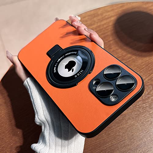MCHDMI Magnetische Metallständerhalterung Handyhülle für iPhone 14 13 12 11 Pro Max kabelloses Ladeloch Telefonabdeckung, orange, für iPhone 12 Pro von MCHDMI