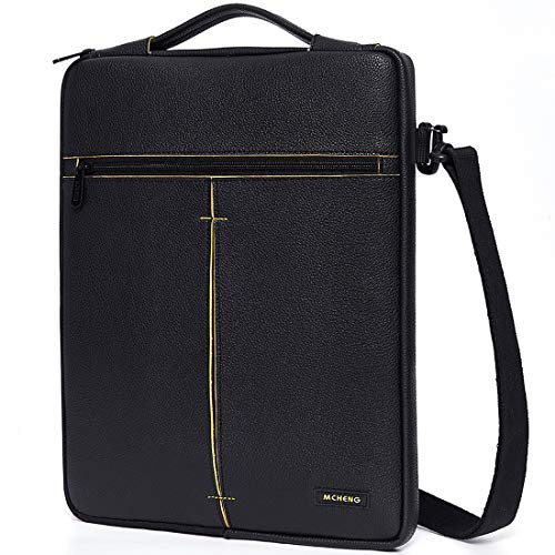 MCHENG Laptop Tasche 15-15,6 Zoll Notebooktasche Laptophülle Aktentasche Tablet Tasche Schulter Umhängetasche Wasserdicht Bussiness Laptoptasche für MacBook Lenovo HP Acer Asus Dell Toshiba, Schwarz von MCHENG