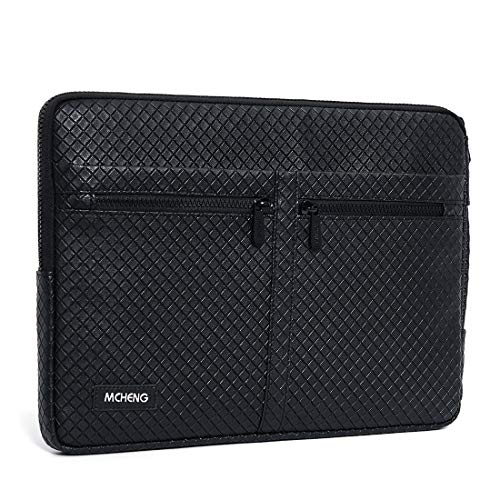 MCHENG Tasche Sleeve Hülle Multifunktionshülsen Spritzwasserfest Laptoptasche Handtaschen mit Zusätzlichem Stauraum PU Hülle für 15-15,6 Zoll MacBook Pro, Notebook Computer, Schwarz von MCHENG