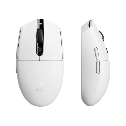 MCHOSE G3 Kabellose Gaming-Maus, 26 000 DPI, 8K-Abrufrate, 650 IPS, Leichtgewicht 64 g, 8 Programmierbare Tasten, Esports Gaming-Mäuse BT 5.0/2,4 G/USB-C, 170 h Akku, (Ultra White) von MCHOSE