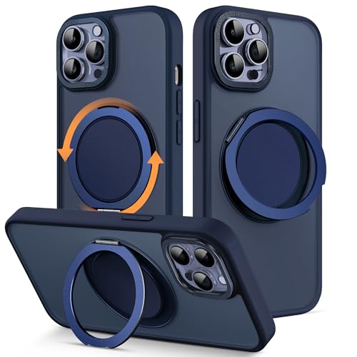 MCKRO Schutzhülle für iPhone 14 Pro (6,1 Zoll), stoßfest, magnetisch, mit 360° drehbarem Ständer, kompatibel mit MagSafe Wireless Charger (Blau) von MCKRO