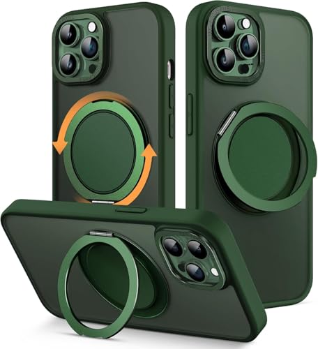 MCKRO Schutzhülle für iPhone 14 Pro Max (6,7 Zoll), stoßfest, magnetisch, mit 360° drehbarem Ständer, kompatibel mit MagSafe Wireless Charger (Grün) von MCKRO