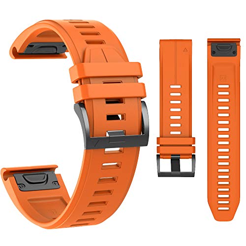 MCXGL Quick Fit Sport Silikon Uhrenarmband kompatibel mit Garmin Fenix 5/Fenix 5 Plus/Forerunner 935/Approach S60/Quatix 5 22mm Orange von MCXGL