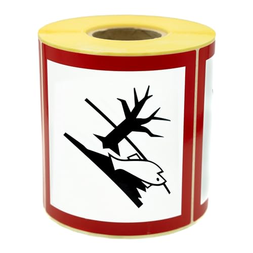 MD Labels Gefahrgutetiketten GHS 09 Umweltgefährlich/Gewässergefährdend 100x100mm 500 Stück GHS Aufkleber für Gefahrstoffkennzeichnung von MD Labels