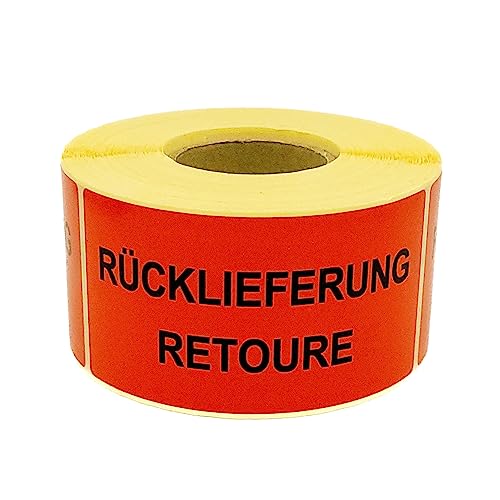 MD Labels Warnetiketten auf rolle 100x50mm – 500 Rücklieferung - Retoure - Versandhinweis Haftetiketten von MD Labels