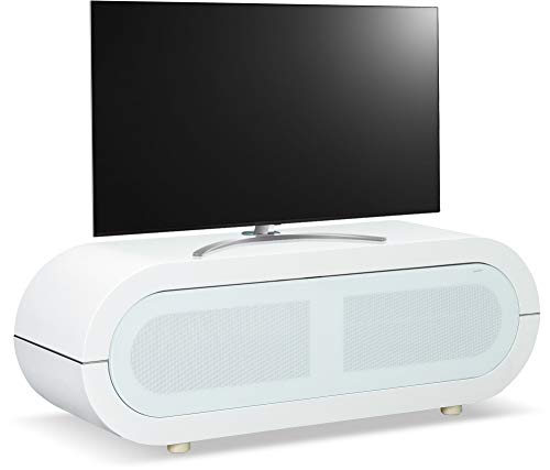 MDA Designs Lacerta weiß mit BeamThru fernbedienbares Glas mit Chromrand für Flachbildfernseher bis 70 Zoll (177,8 cm) von MDA Designs