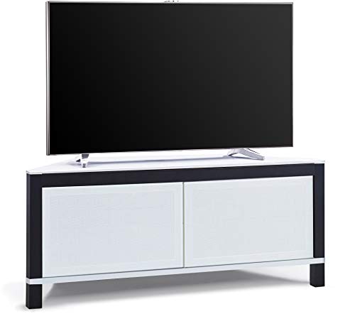 MDA Designs Volans Ferngesteuerter TV-Eckschrank mit 2 Türen, Tru-Corner Glas, bar, WeiÃŸ/Schwarz von MDA Designs