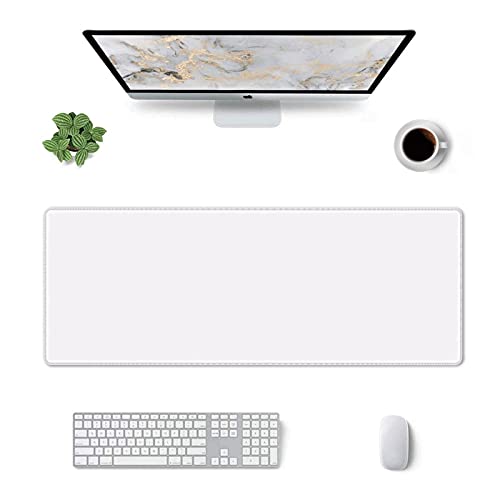 Grau Weiß XL Erweitertes großes Gaming-Mauspad 80 x 30 cm rutschfestes Gummi mit genähten Kanten, extra lange Schreibtischunterlage, Computer, Laptop-Schreibmatte für Schreibtisch, Büro, Zuhause von MDMEI