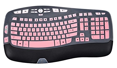 MDOEMTA Tastaturabdeckung, kompatibel mit Logitech K350, MK550, MK570 Wireless Wave Ergonomische Tastatur, Rosa Silikon Wiederverwendbare Schutzhülle von MDOEMTA