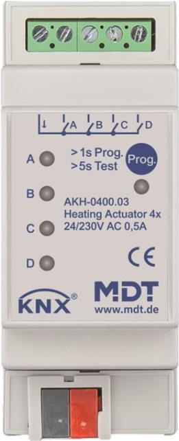 MDT AKH-0400.03 Heizungsaktor 4-fach 2TE REG 24-230VAC (AKH-0400.03) von MDT