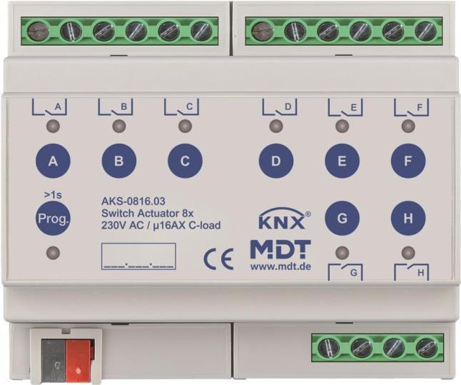 MDT AKS-0816.03 Schaltaktor 8-fach, 6TE, REG, 16A, 230VA (AKS-0816.03) von MDT