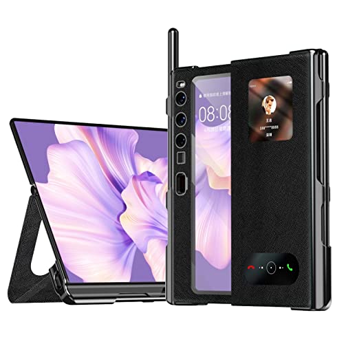 YXCY Für Huawei Mate Xs 2 integrierte Kreuzmuster-Galvanik All-Inclusive-Handyhülle mit Ständer TTYWW (Color : Black) von MDYH