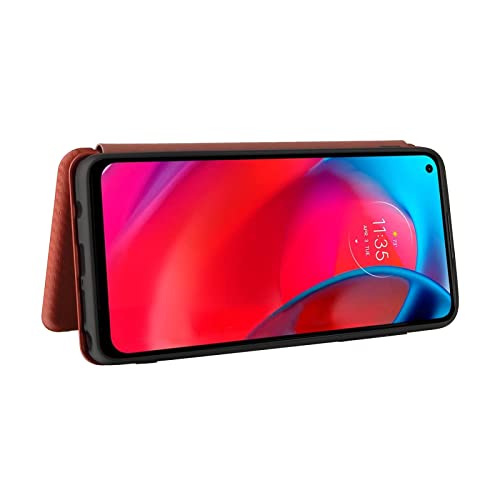 YXCY TTYTT Für Motorola Moto G Stylus 5G Kohlefaser Textur Horizontal Flip TPU + PC + PU Ledertasche mit Kartensteckplatz (Color : Brown) von MDYH