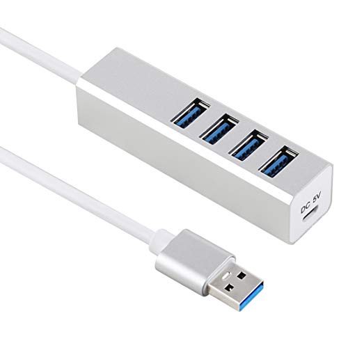 TJJ AYSMG 5Gbps Super Speed ​​Selbst/Bus Power 4 Ports USB 3.0 HUB (Silber) (Color : Silver) von MDYHMC