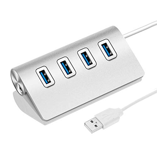 TJJ AYSMG High Speed ​​5 Gbit/s 4 Anschlüsse USB 3.0 HUB Tragbarer USB-Splitter aus Aluminium, Unterstützung 2 TB (Schwarz) (Color : Silver) von MDYHMC