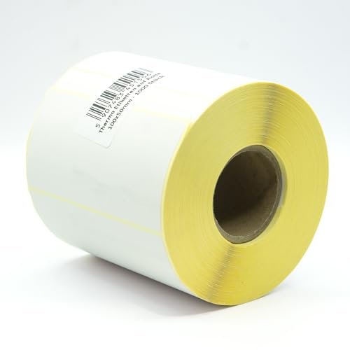 MD Labels Weiße Thermo etiketten auf Rolle 100x50mm - 1000 Stück - permanent haftend, für Barcode, weiße Klebeetiketten zur Beschriftung von MDlabels