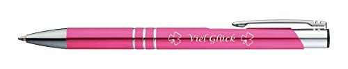 Kugelschreiber mit Gravur "Viel Glück" / aus Metall / Farbe: pink von MDybf